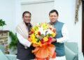 मुख्यमंत्री पुष्कर सिंह धामी से सांसद श्री फग्गन सिंह कुलस्ते ने की शिष्टाचार भेंट