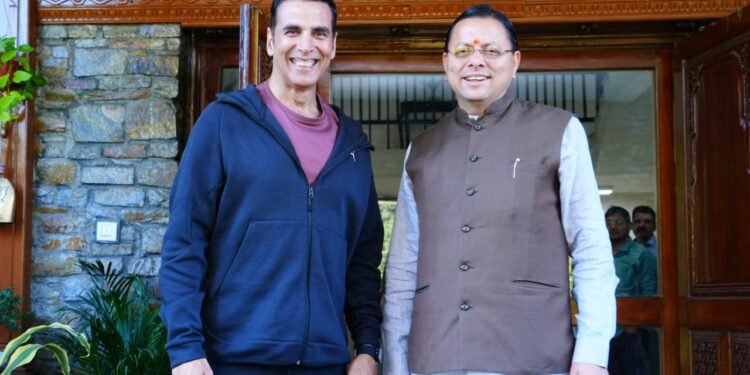 मुख्यमंत्री पुष्कर सिंह धामी से प्रसिद्ध फिल्म अभिनेता अक्षय कुमार ने की शिष्टाचार भेंट